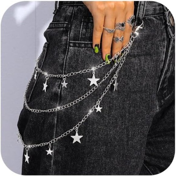 Jewelry - Durable Star Layered Pants Chain - Stunning Silver Belt for Trendy Outfits
